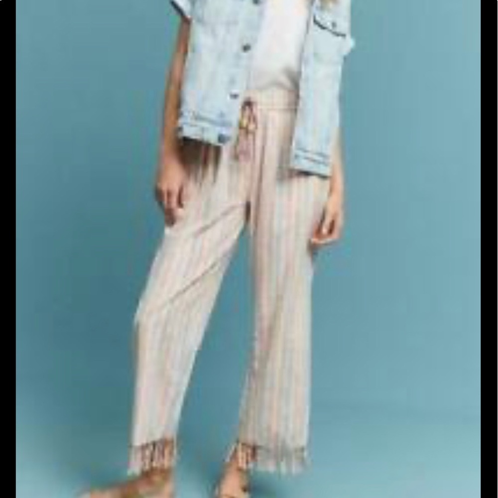 Anthropologie Love Sam cotton  stripe drawstring pants sz.lg